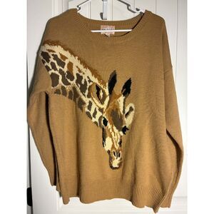Ladies Long Sleeve Sweater Large Giraffe Print